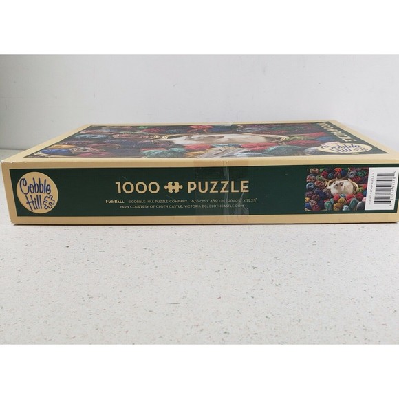 Cobble Hill 1000 piece Jigsaw Puzzle FUR BALL White Cat with Yarn Baskets - Picture 5 of 8